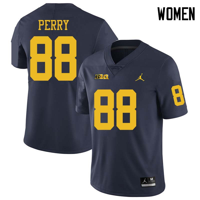 Jordan Brand Women #88 Grant Perry Michigan Wolverines College Football Jerseys Sale-Navy